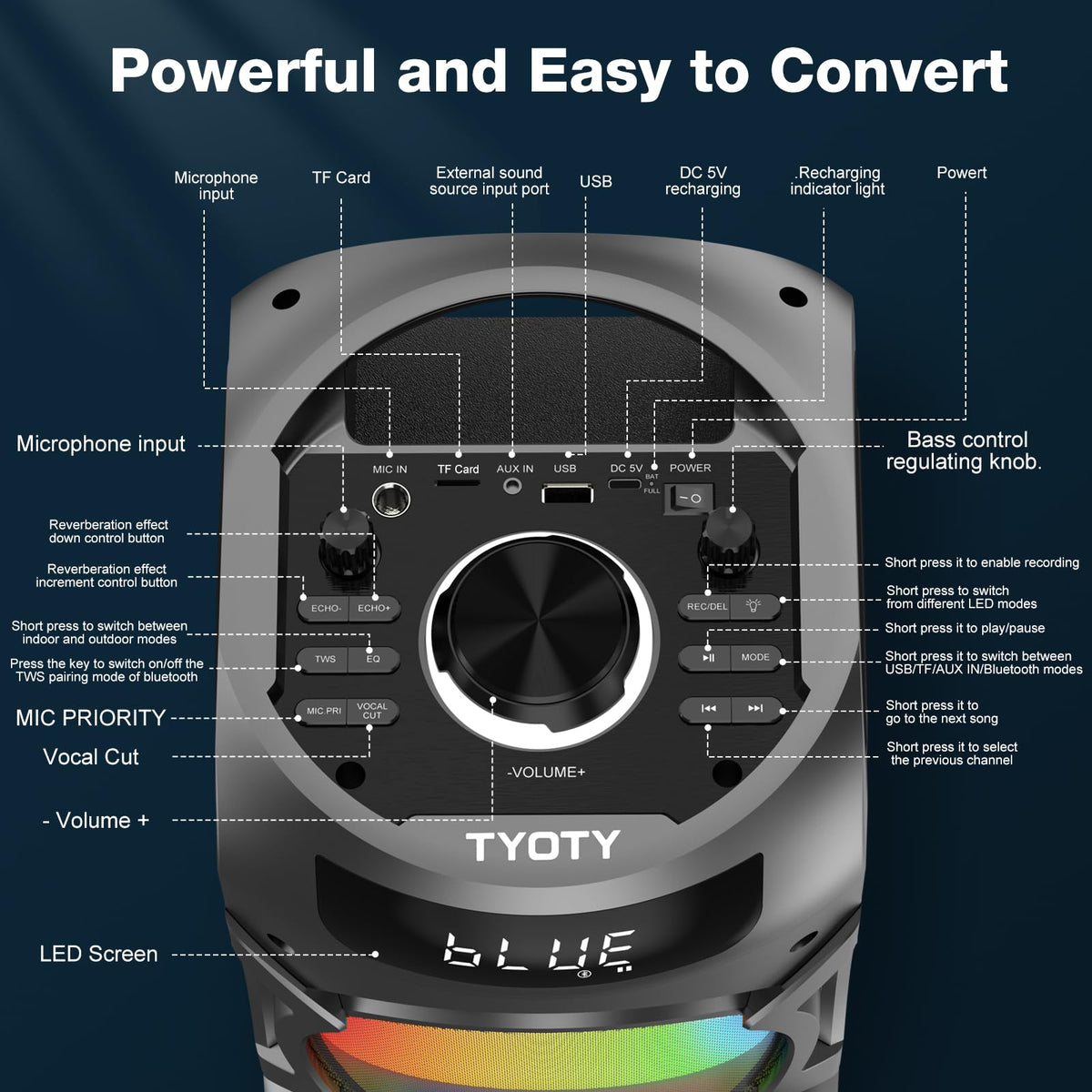 100W Portable Bluetooth Speaker F607787