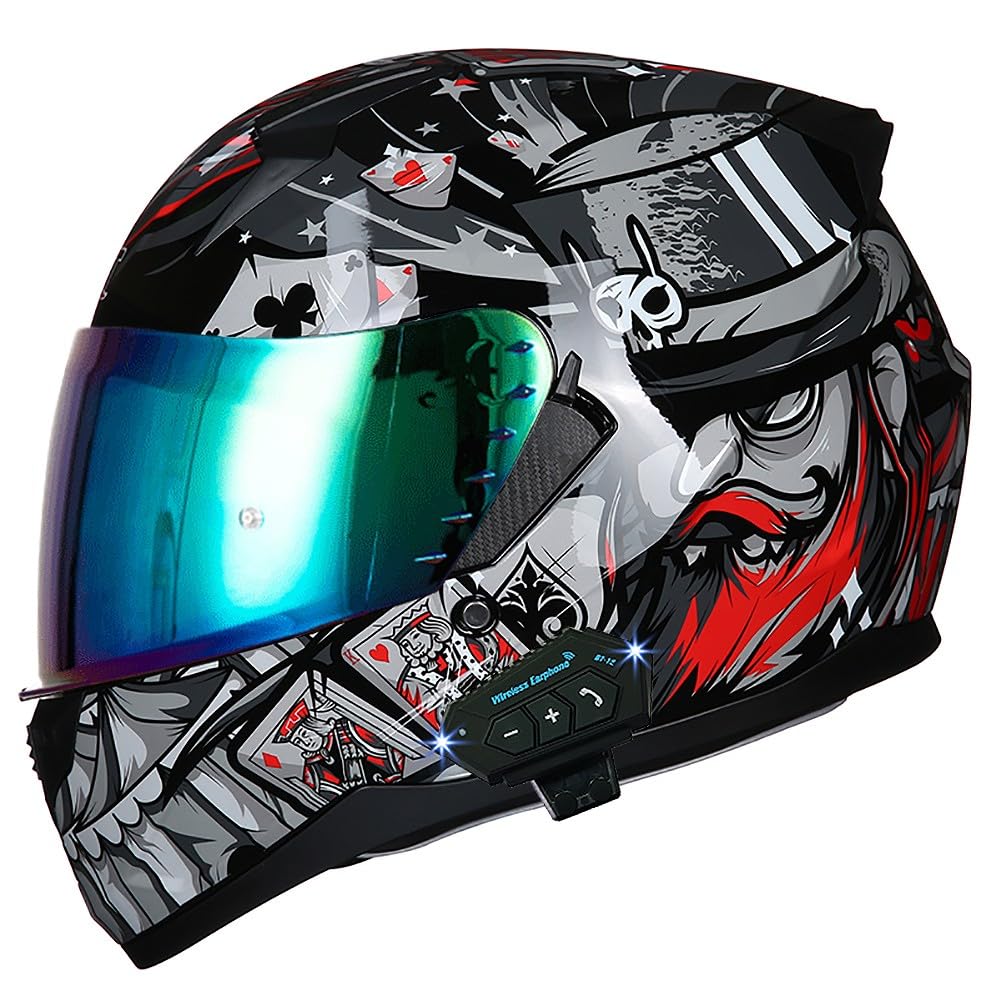 Bluetooth Motorcycle Helmet Anti-Fog Flip Up Full Face DOT Approved D9730