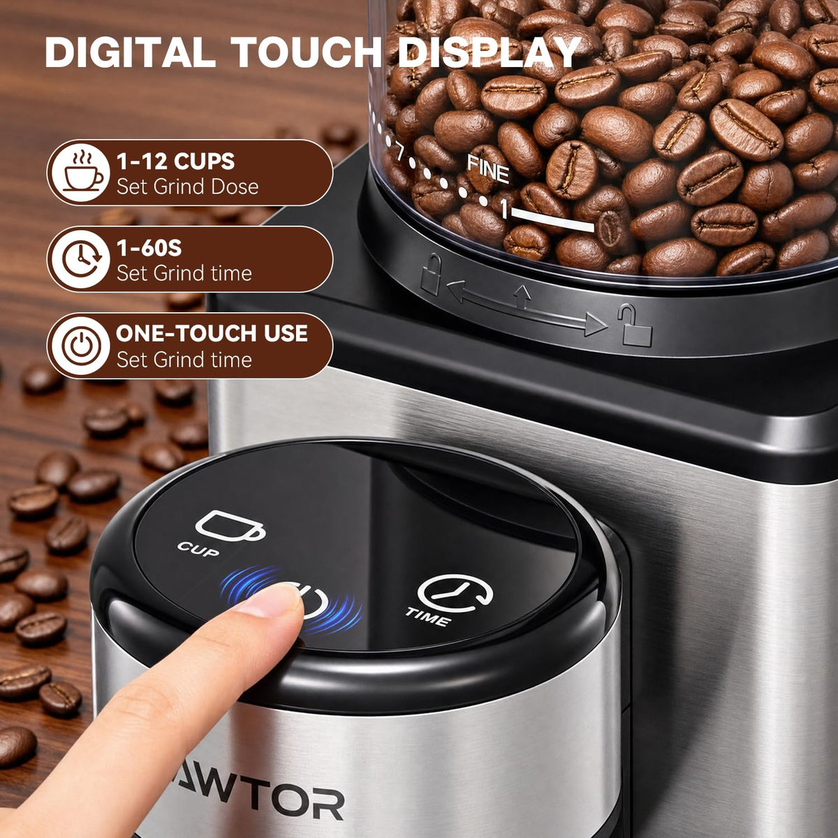 Conical Burr Coffee Bean Grinder, 25 Precise Settings, Anti-Static U632