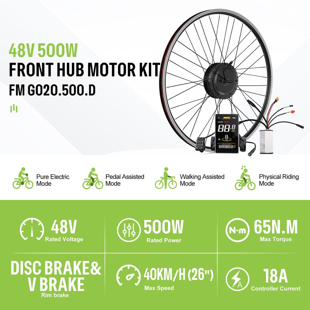 48V 500W Front Wheel Electric Bike Conversion Kit U648