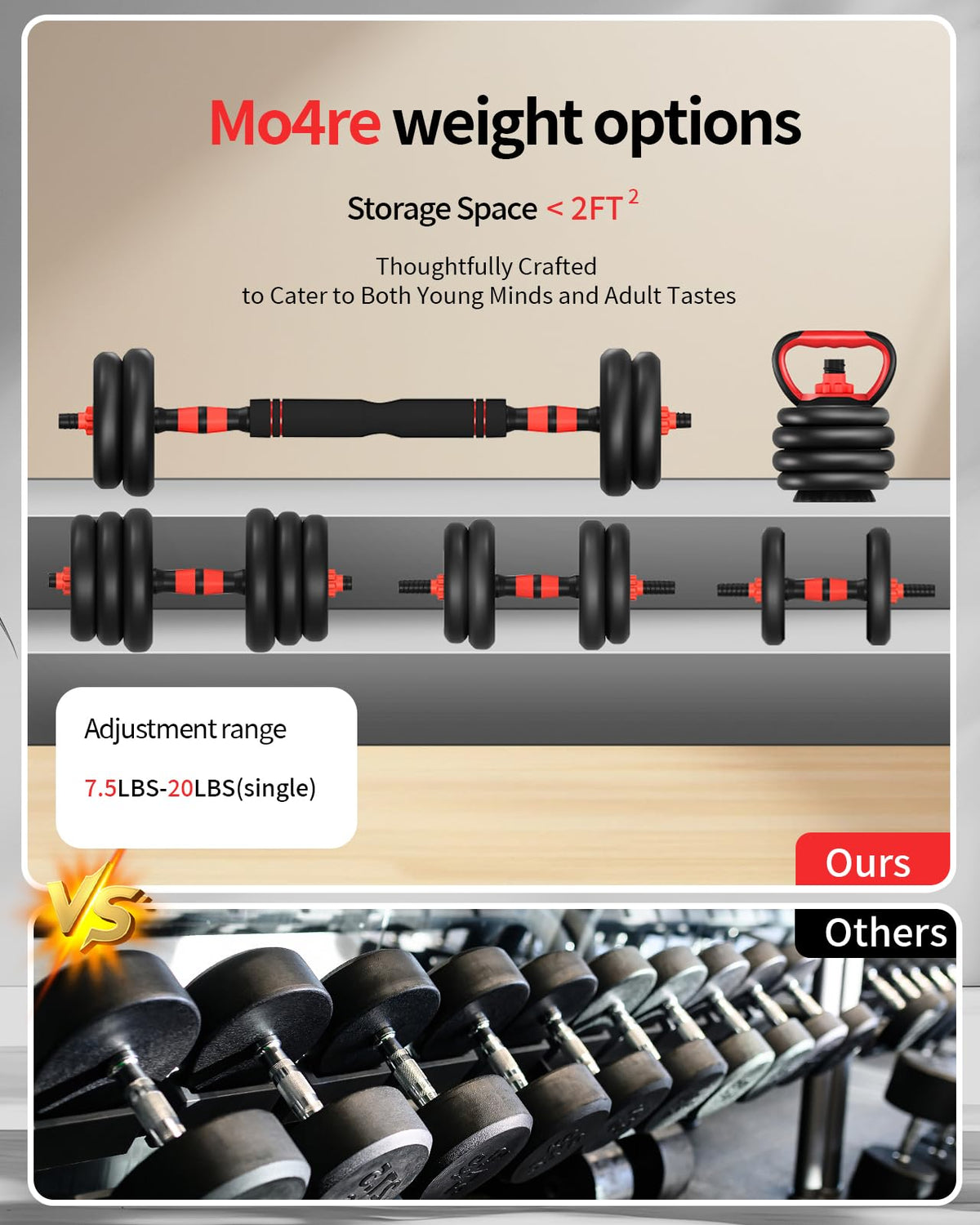 Adjustable Dumbbells Free Weight Set with Connector X7216
