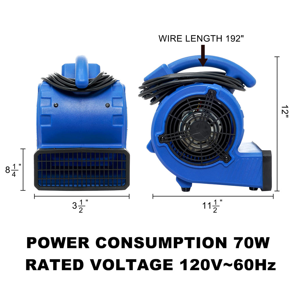 Blue 305 CFM Mini Floor Air Mover K76632