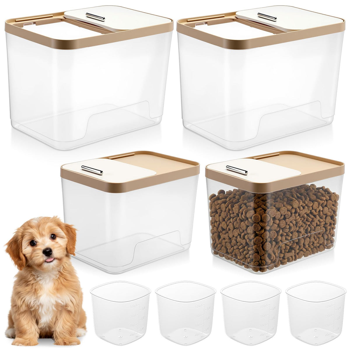 4 Pcs Clear Dog Food Storage Containers J1723
