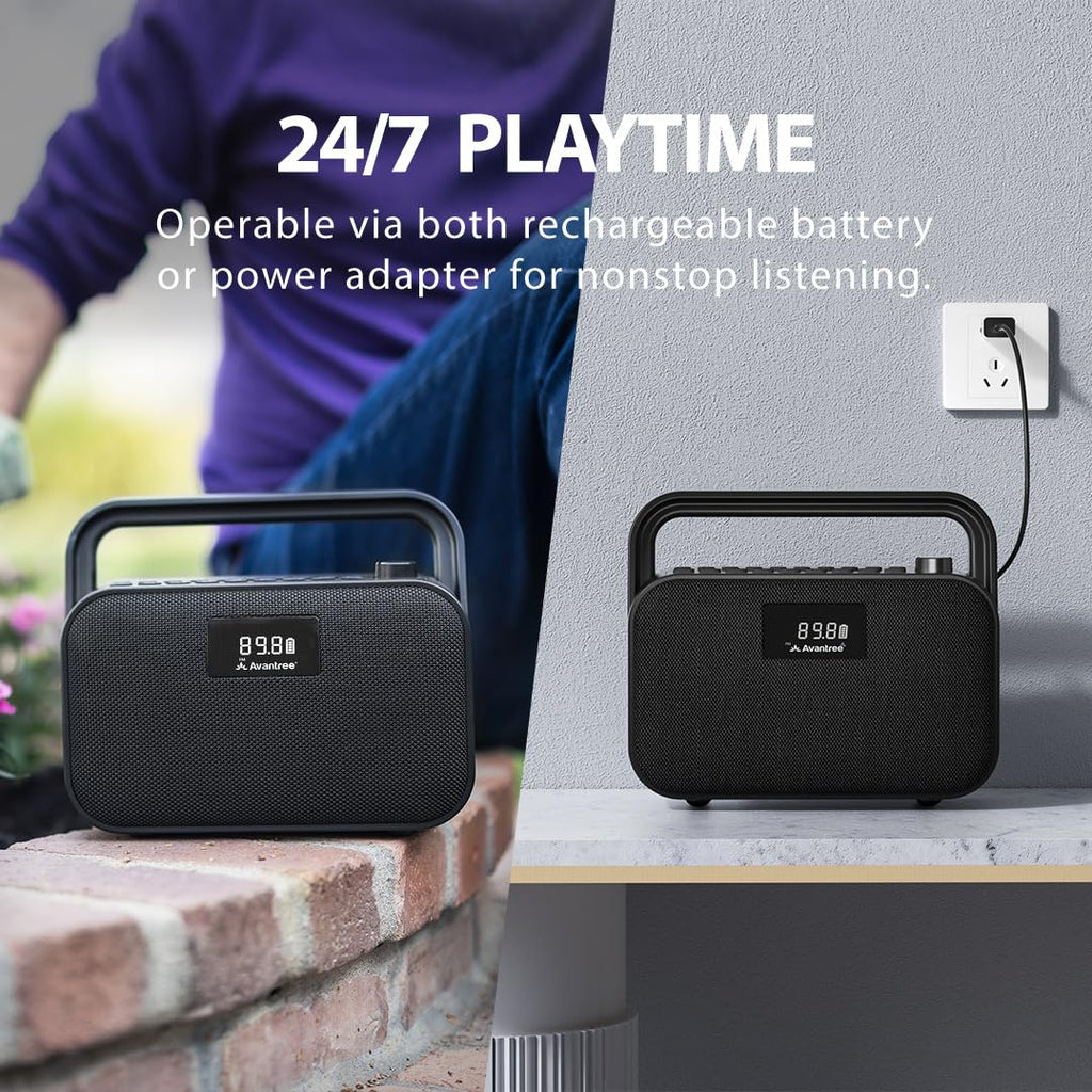 Portable FM Radio with 30W Stereo Bluetooth Speaker N748