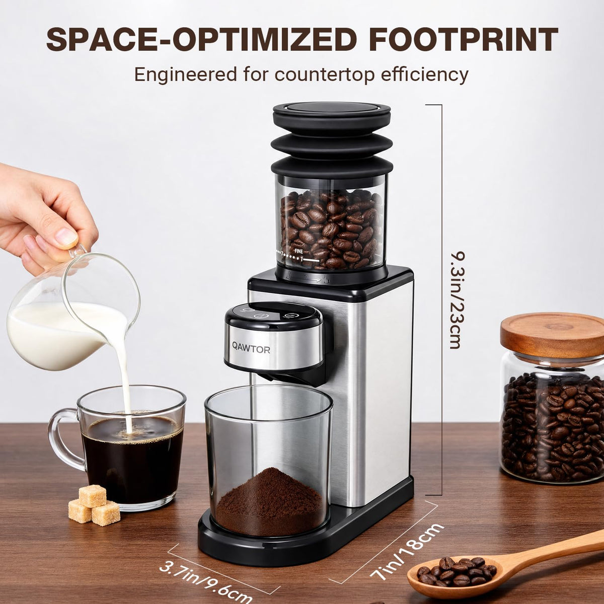 Conical Burr Coffee Bean Grinder, 25 Precise Settings, Anti-Static U632