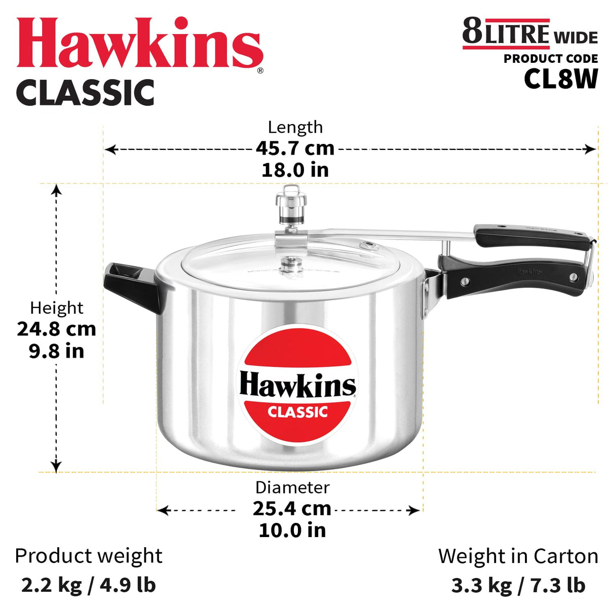 8 Litre Aluminium Pressure Cooker V450494