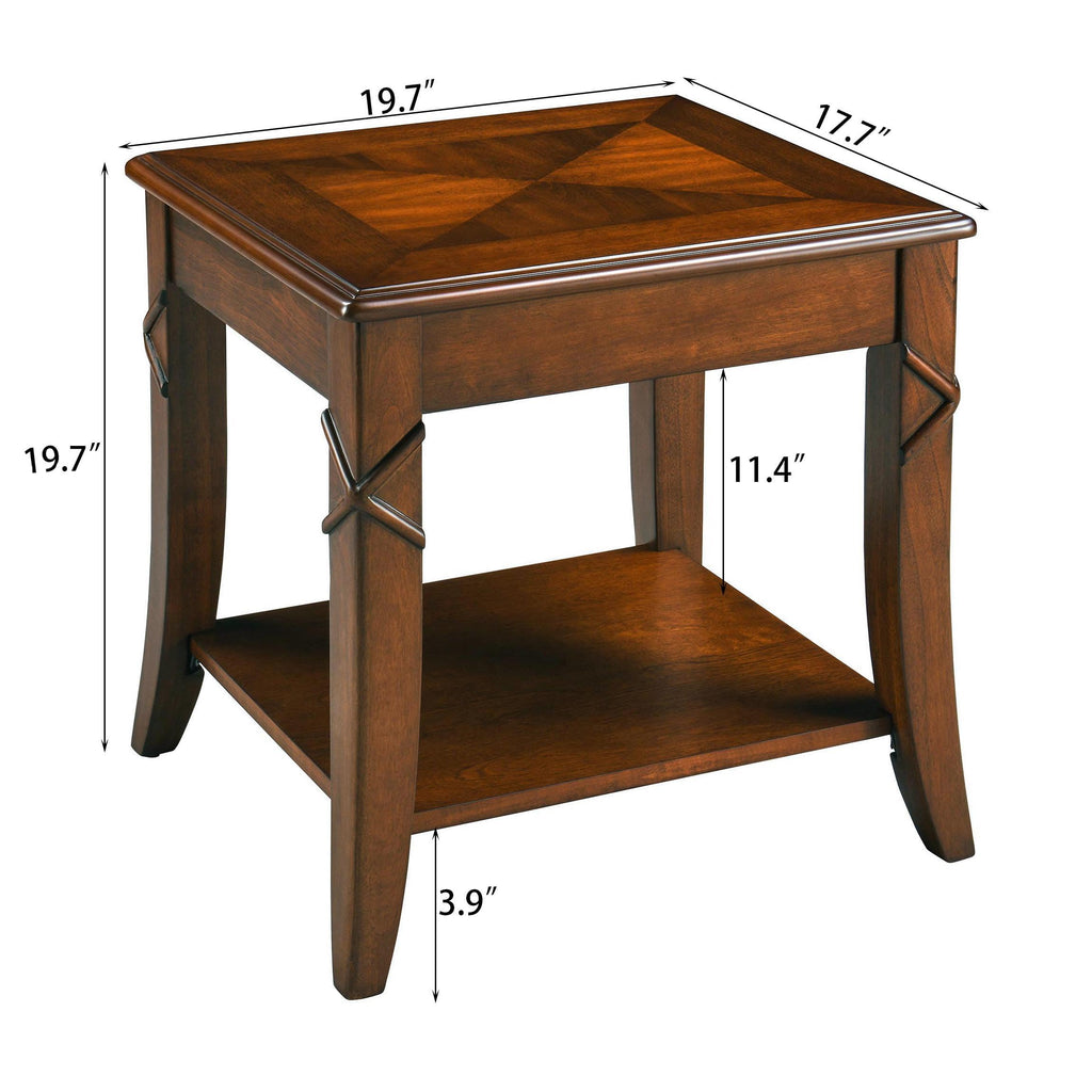 Wooden 2-Tier End Table with Shelf W127