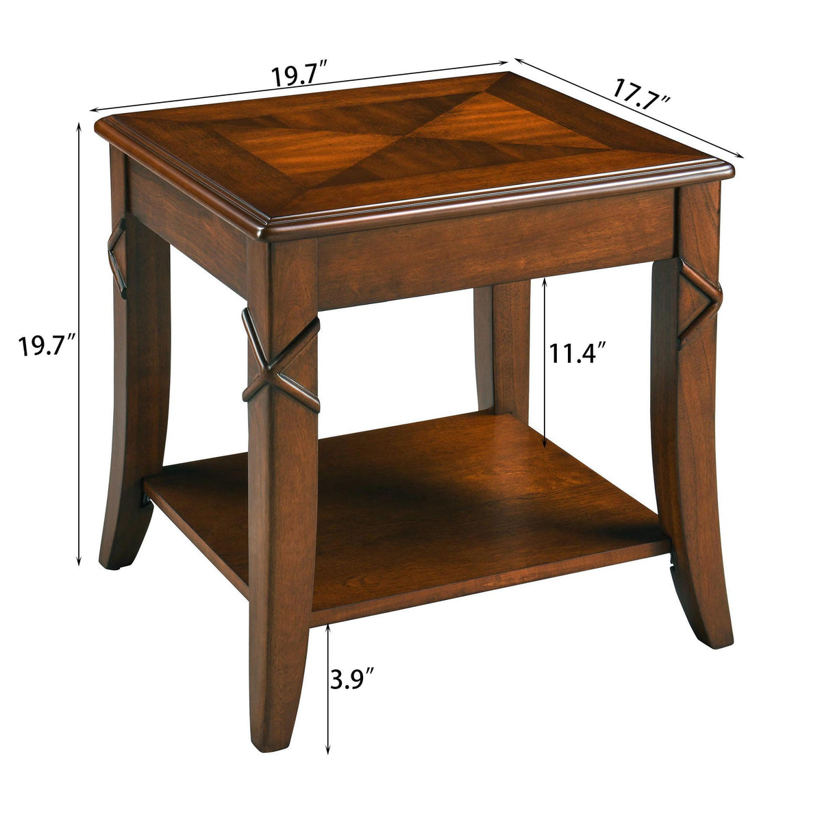 Wooden 2-Tier End Table with Shelf W127