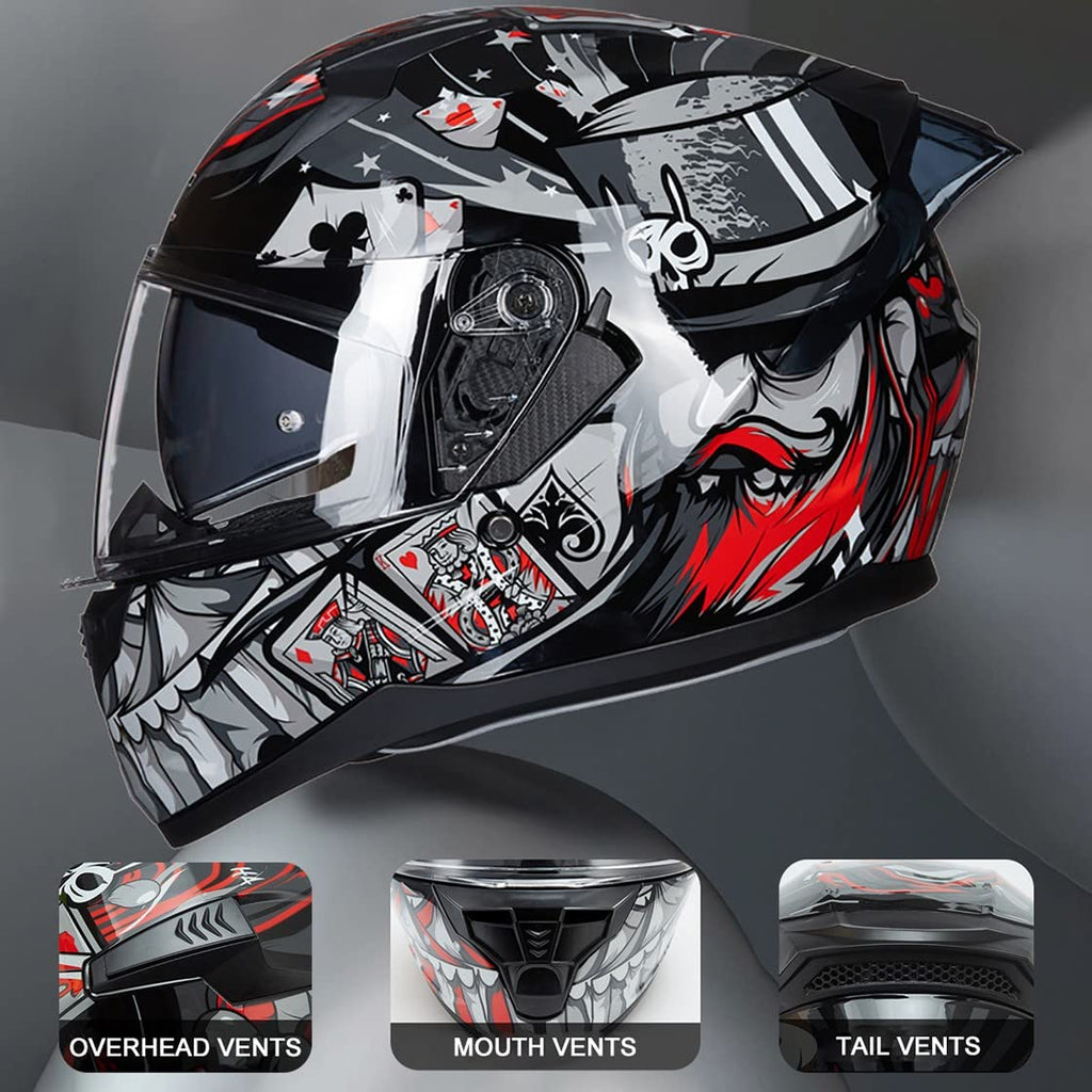 Bluetooth Motorcycle Helmet Anti-Fog Flip Up Full Face DOT Approved D9730