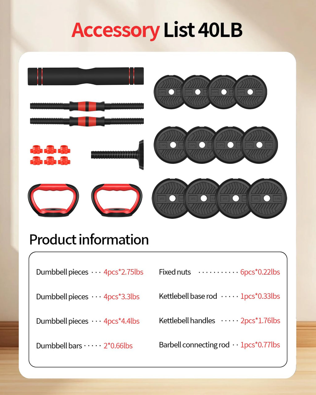 Adjustable Dumbbells Free Weight Set with Connector X7216