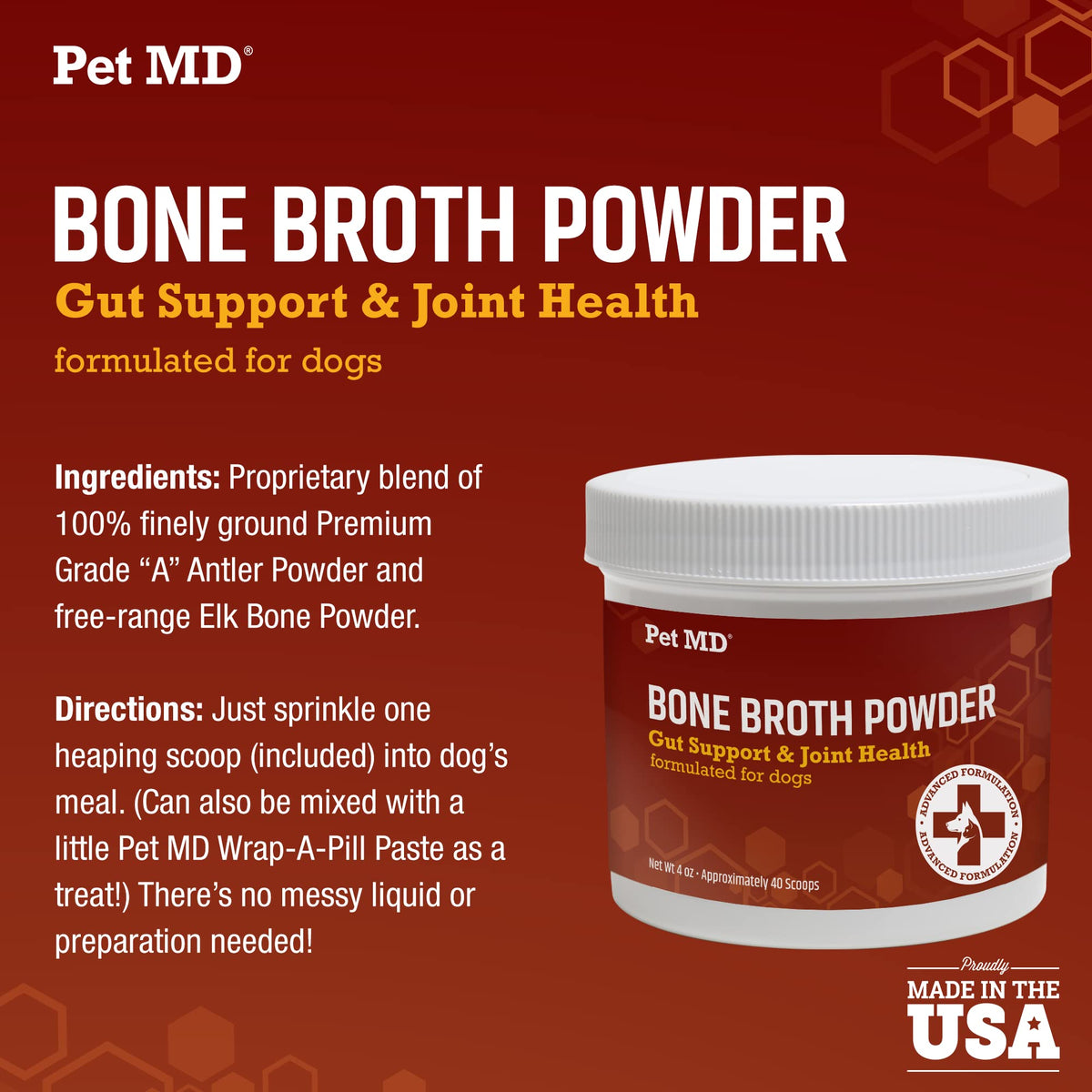 Bone Broth Powder Supplement & Peanut Butter Flavor Pill Paste B8589