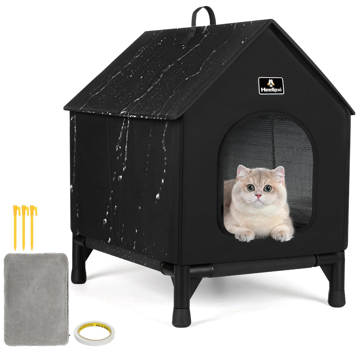 Outdoor Insulated Cat House with Removable Mat G841387