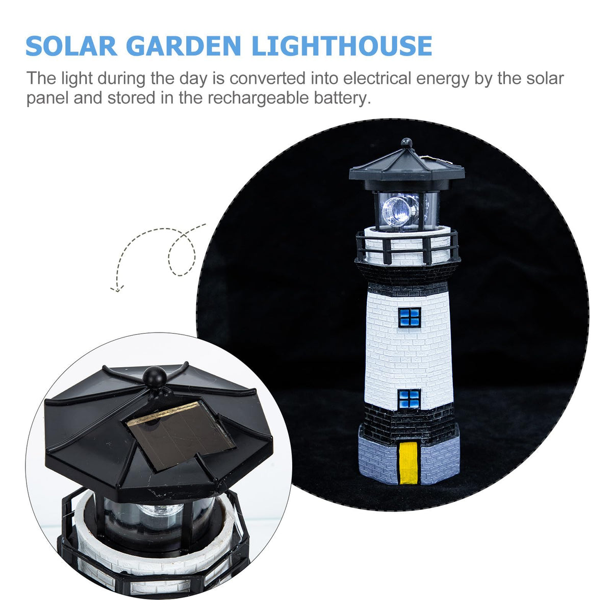 Solar Powered LED Lighthouse Garden Light A8225