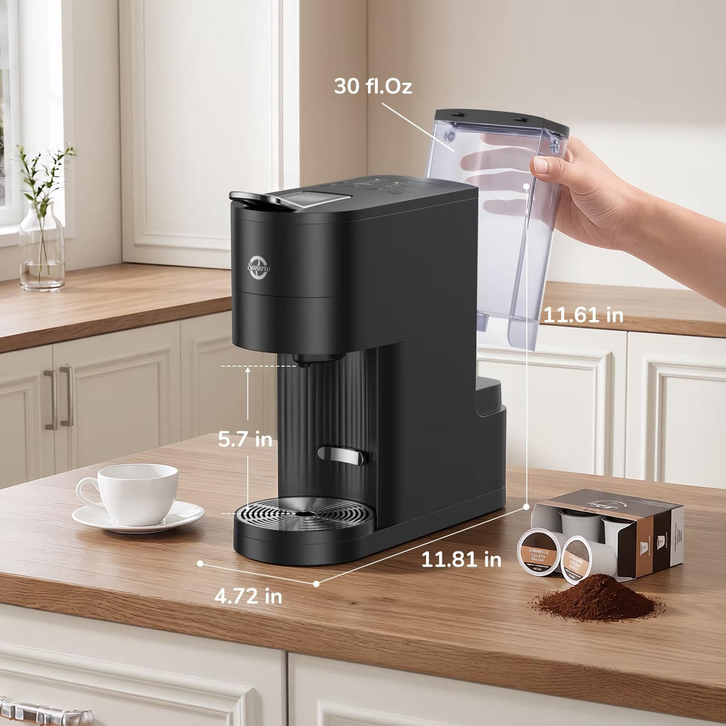 Single Serve Coffee Maker with K Cup Capsules & Grounds, Black Z48640