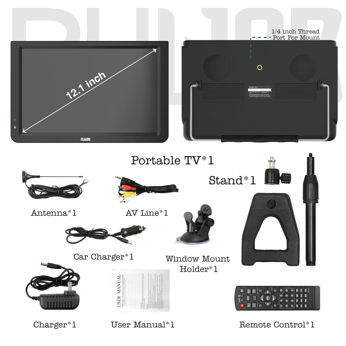Portable Battery Powered Digital TV with Stand T890374