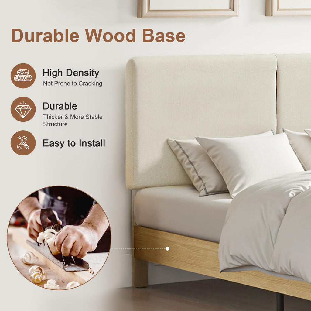 Queen Size Upholstered Platform Bed Frame with Headboard J18730