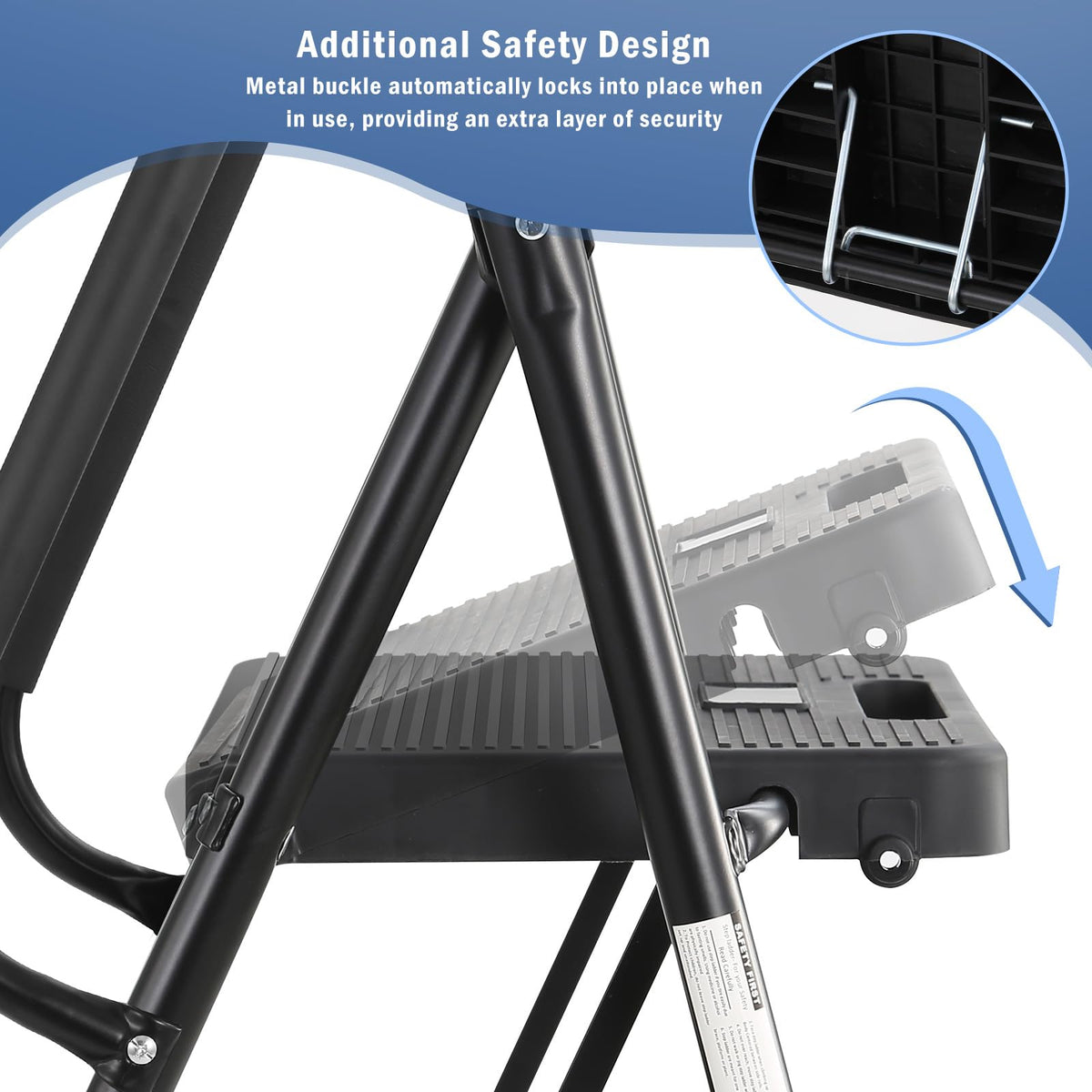 3-Step Ladder with Anti-Slip Platform, 330 lbs Capacity, Steel Frame Y94772