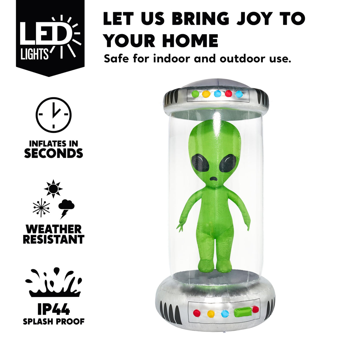 7 ft Tall Halloween Inflatable Alien Decoration with Animated LEDs A364778