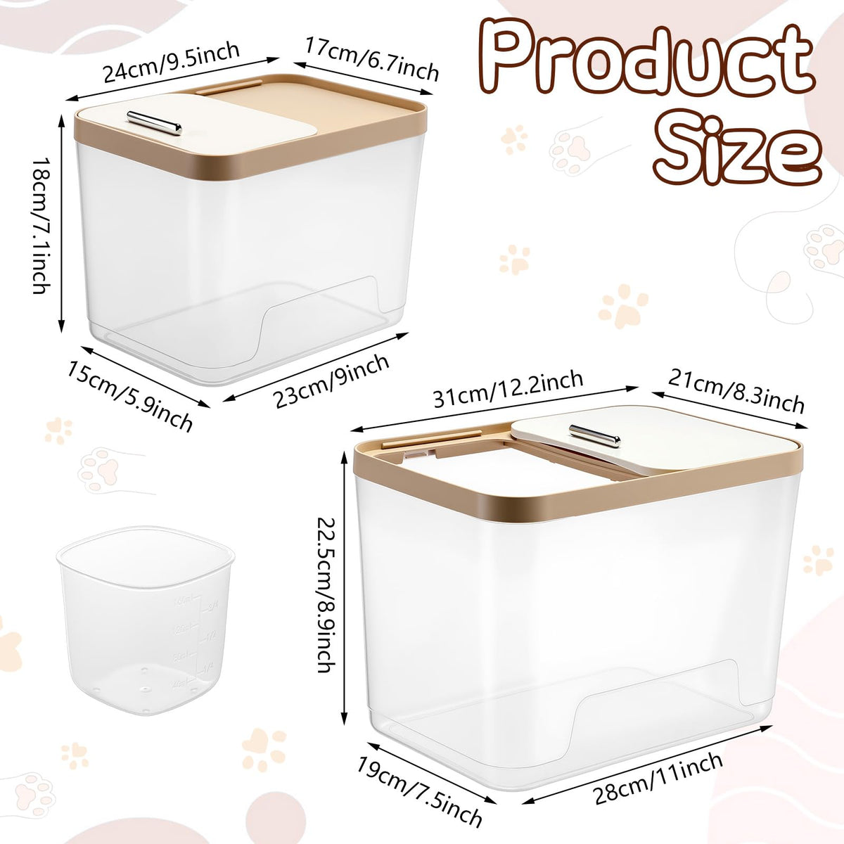 4 Pcs Clear Dog Food Storage Containers J1723