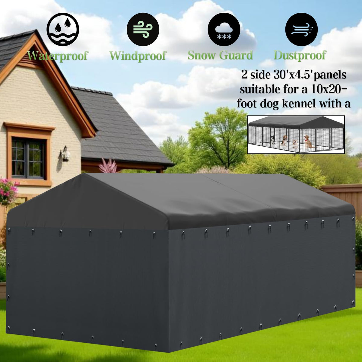 600D Waterproof Oxford Fabric Kennel Cover with Storage Bag U466