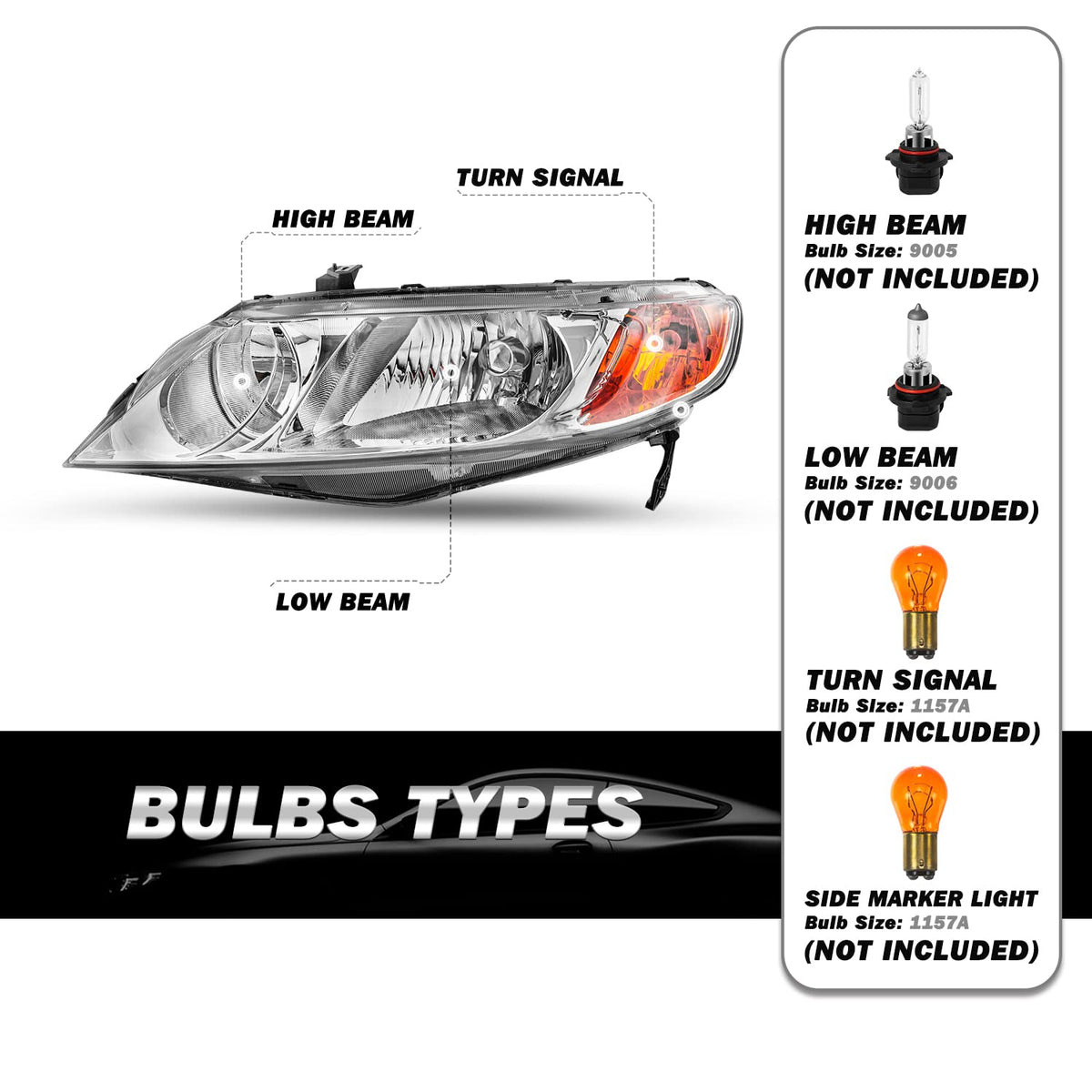 Honda Civic Sedan 4 Door Headlight Assembly L479