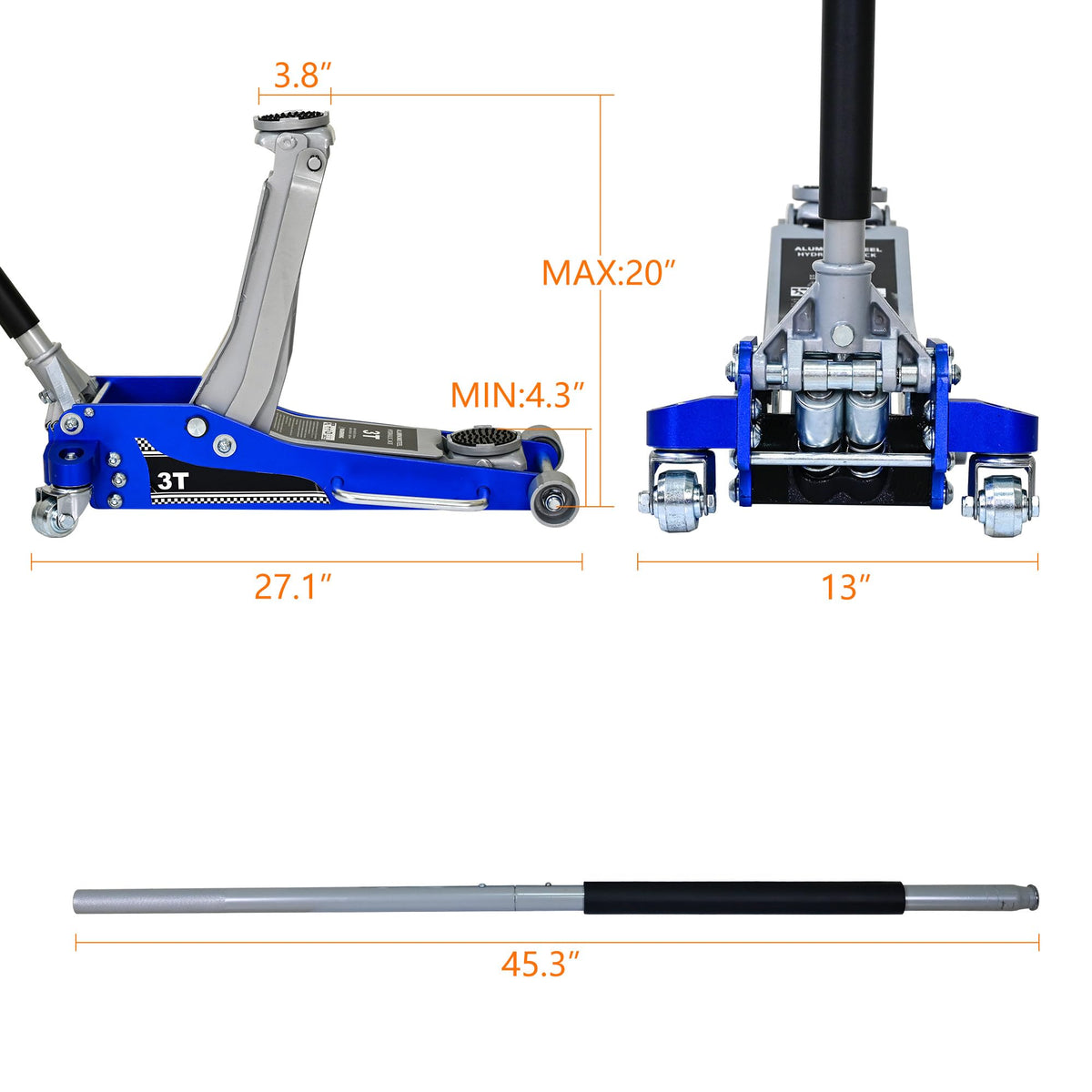 3 Ton Low Profile Hydraulic Floor Jack P8241