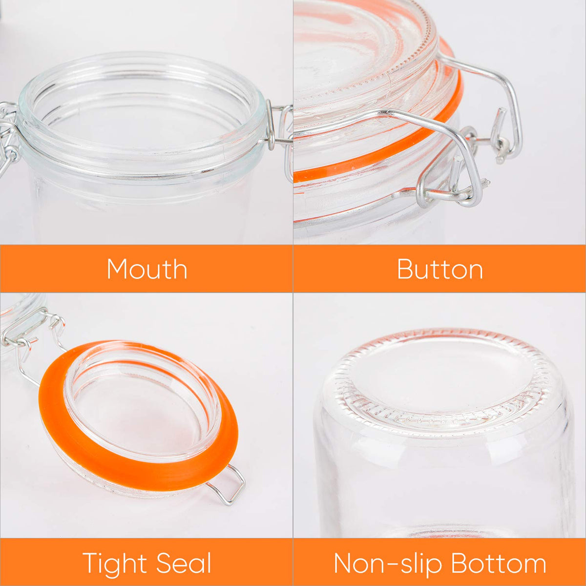 16 oz Glass Airtight Storage Jars, 12 Pack R7811