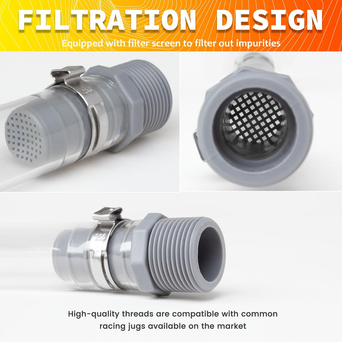 2-Pack Clear Fuel Jug Hose with Built-in Filter R94759