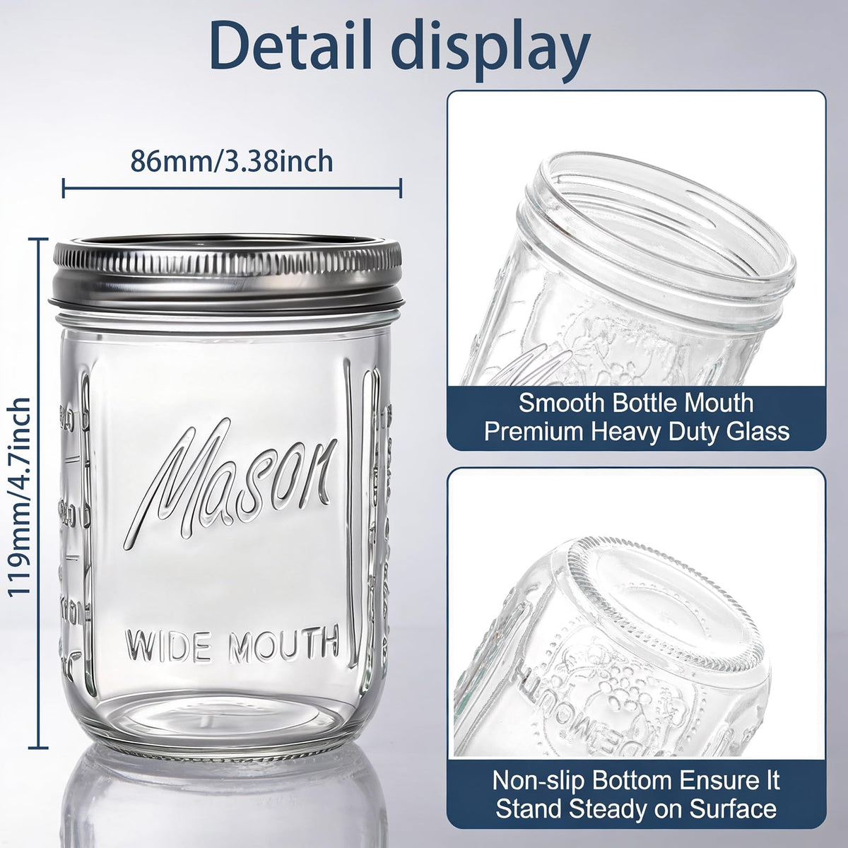 6-Pack 16 oz Wide Mouth Glass Mason Jars with Lids G372320