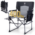 Portable Folding Camping Chair with Side Table, Black W8681