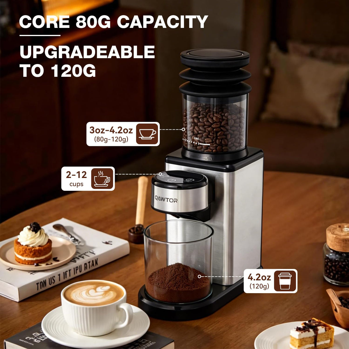 Conical Burr Coffee Bean Grinder, 25 Precise Settings, Anti-Static U632