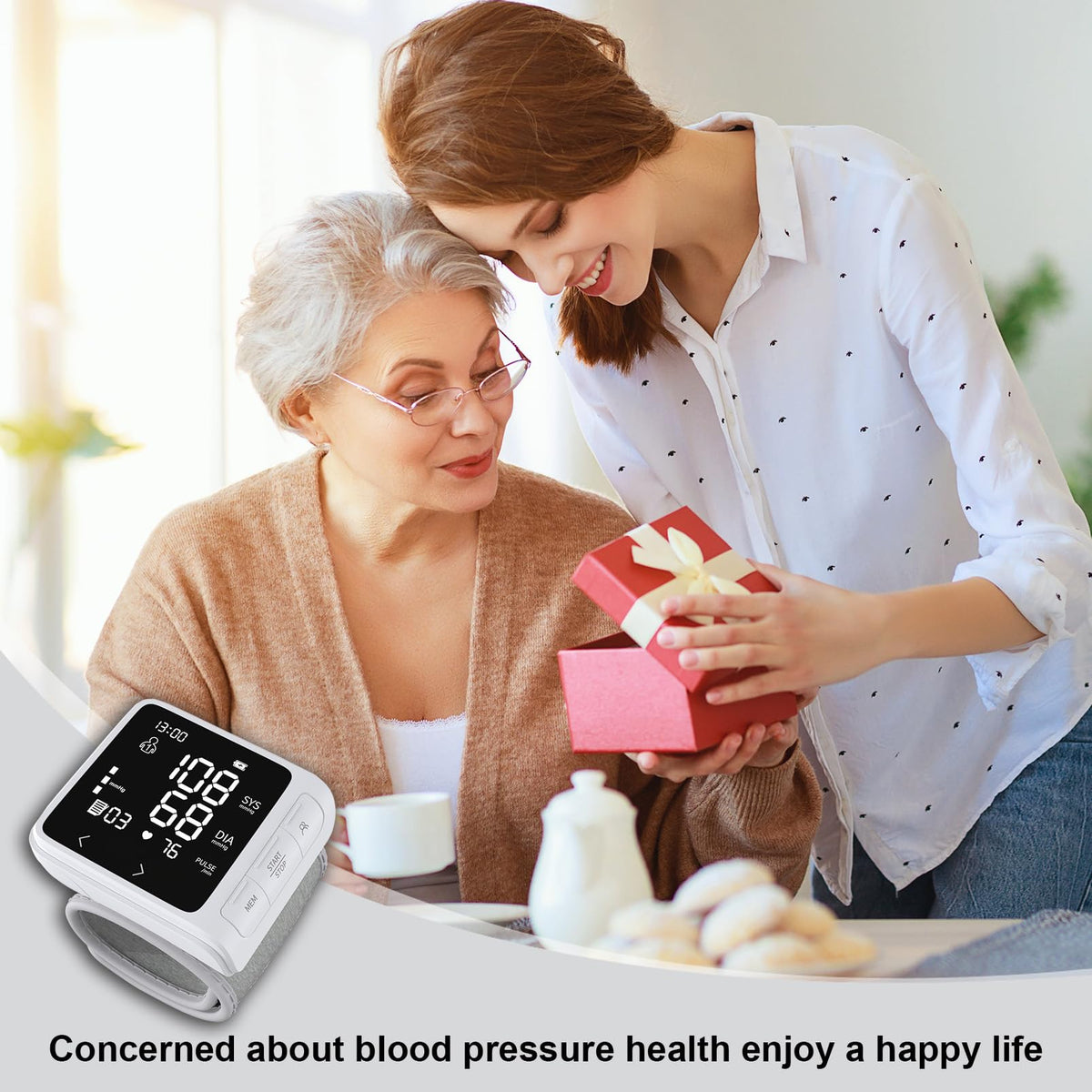 Wrist Blood Pressure Monitor with 2 Users Memory LCD Display H558