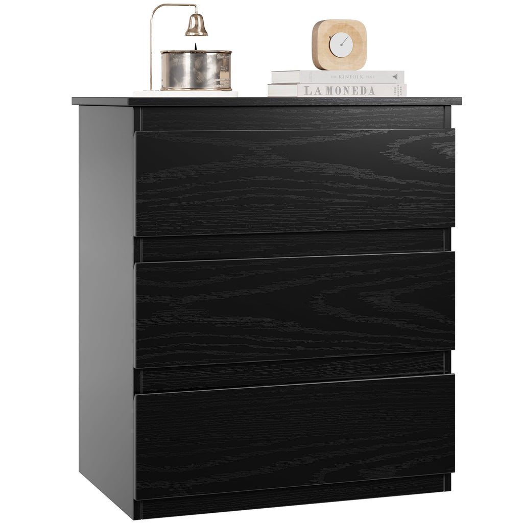 Black 3 Drawer Nightstand V3776