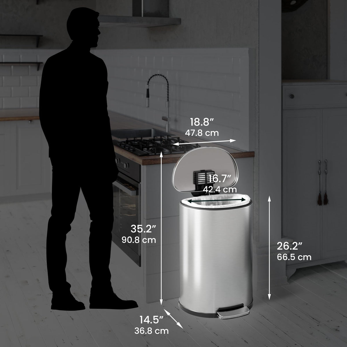 13.2 Gallon Stainless Steel Step Trash Can N4738