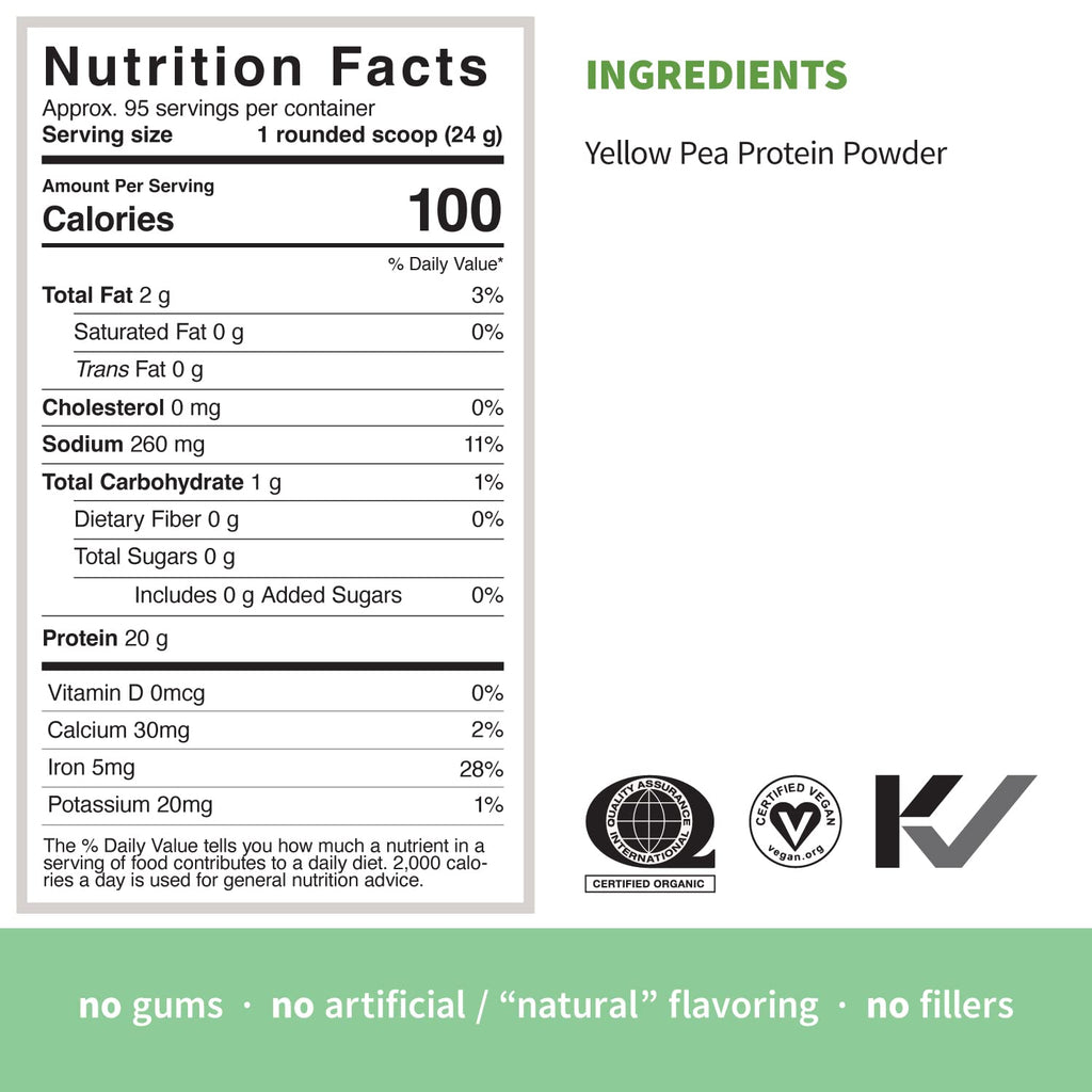 Organic Pea Protein Powder, Unflavored, 5 Pound Y309274