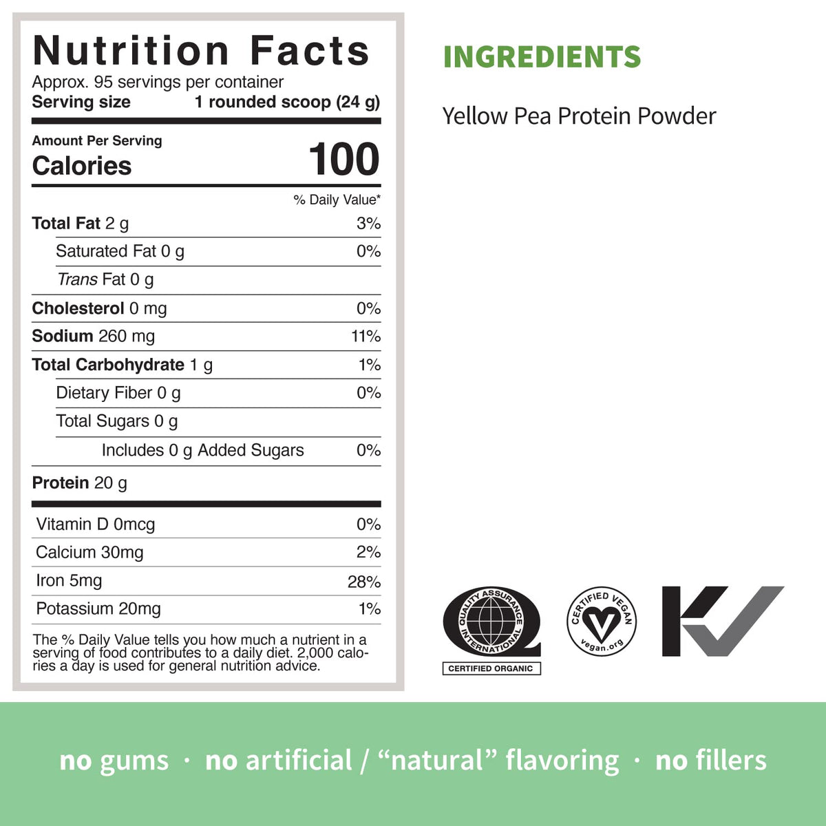 Organic Pea Protein Powder, Unflavored, 5 Pound Y309274