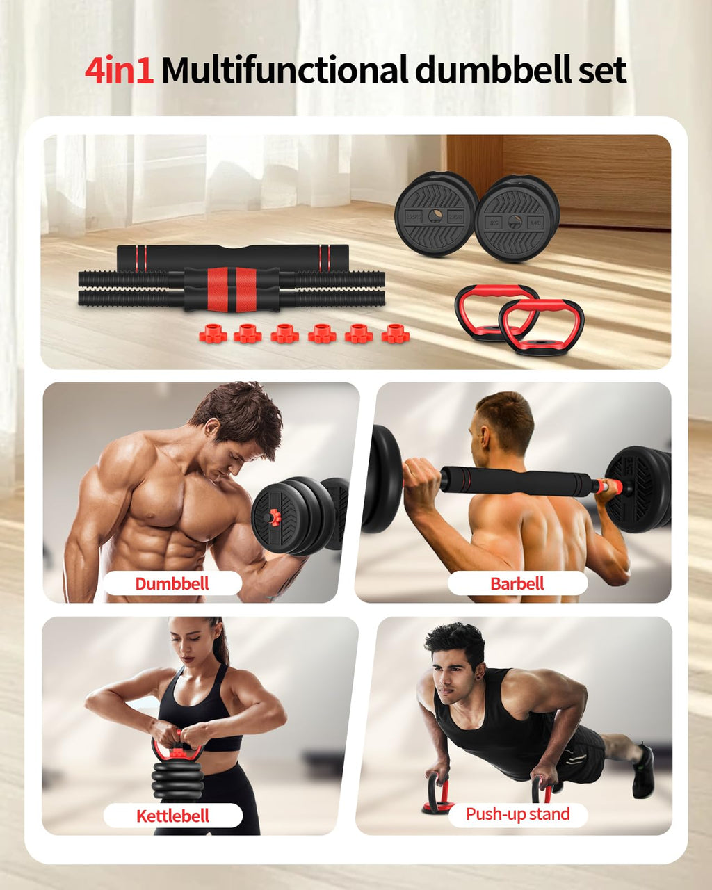 Adjustable Dumbbells Free Weight Set with Connector X7216