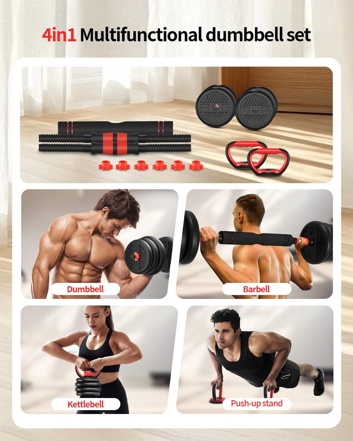 Adjustable Dumbbells Free Weight Set with Connector X7216