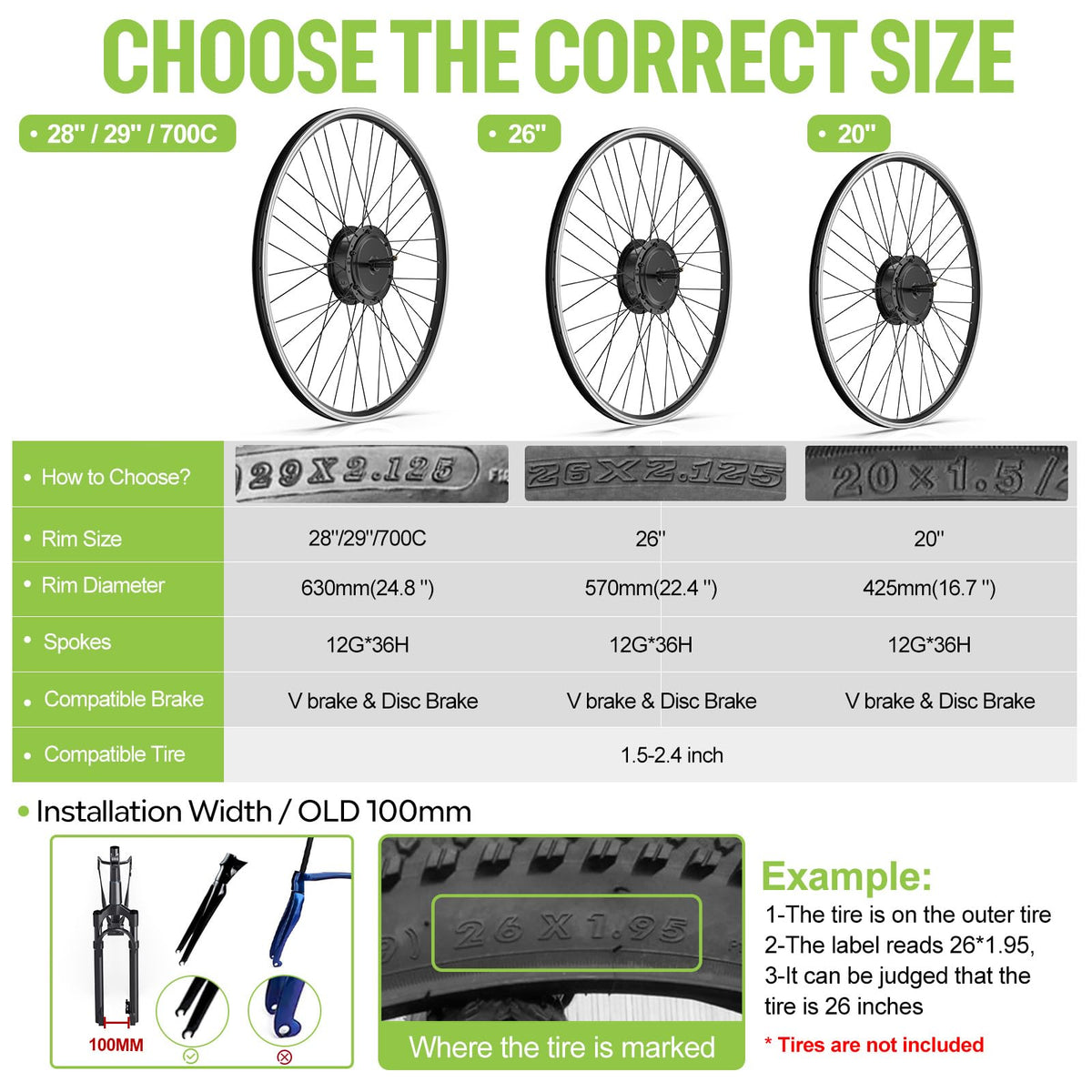 48V 500W Front Wheel Electric Bike Conversion Kit U648