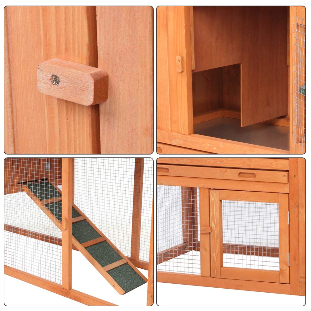 Wooden Chicken Coop with Waterproof Roof and Nesting Box S73087