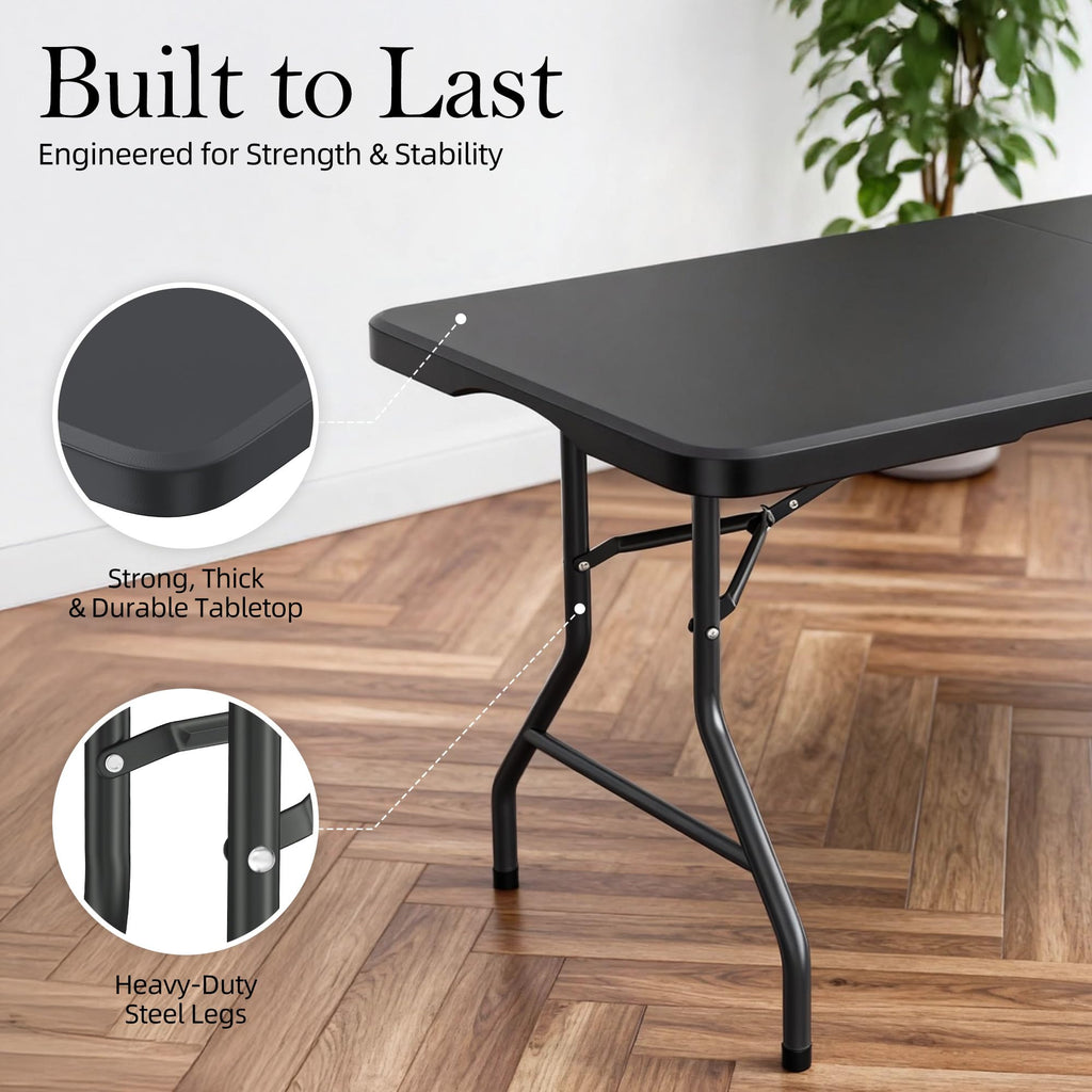 6FT Heavy Duty Foldable Plastic Table T524