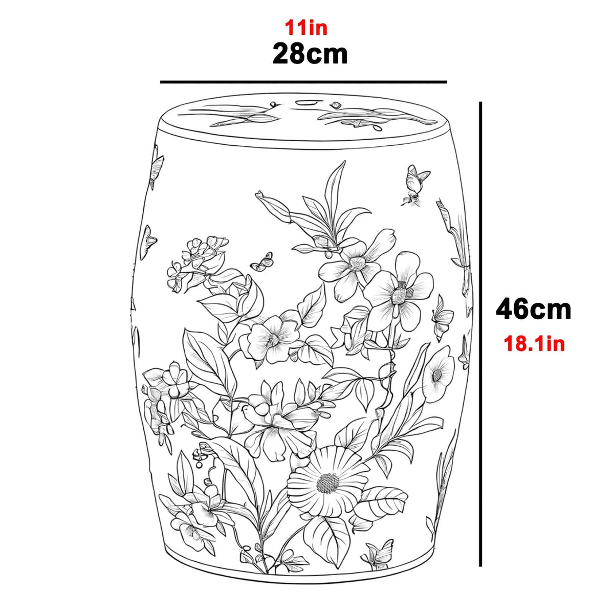Ceramic Drum Garden Stool S58092