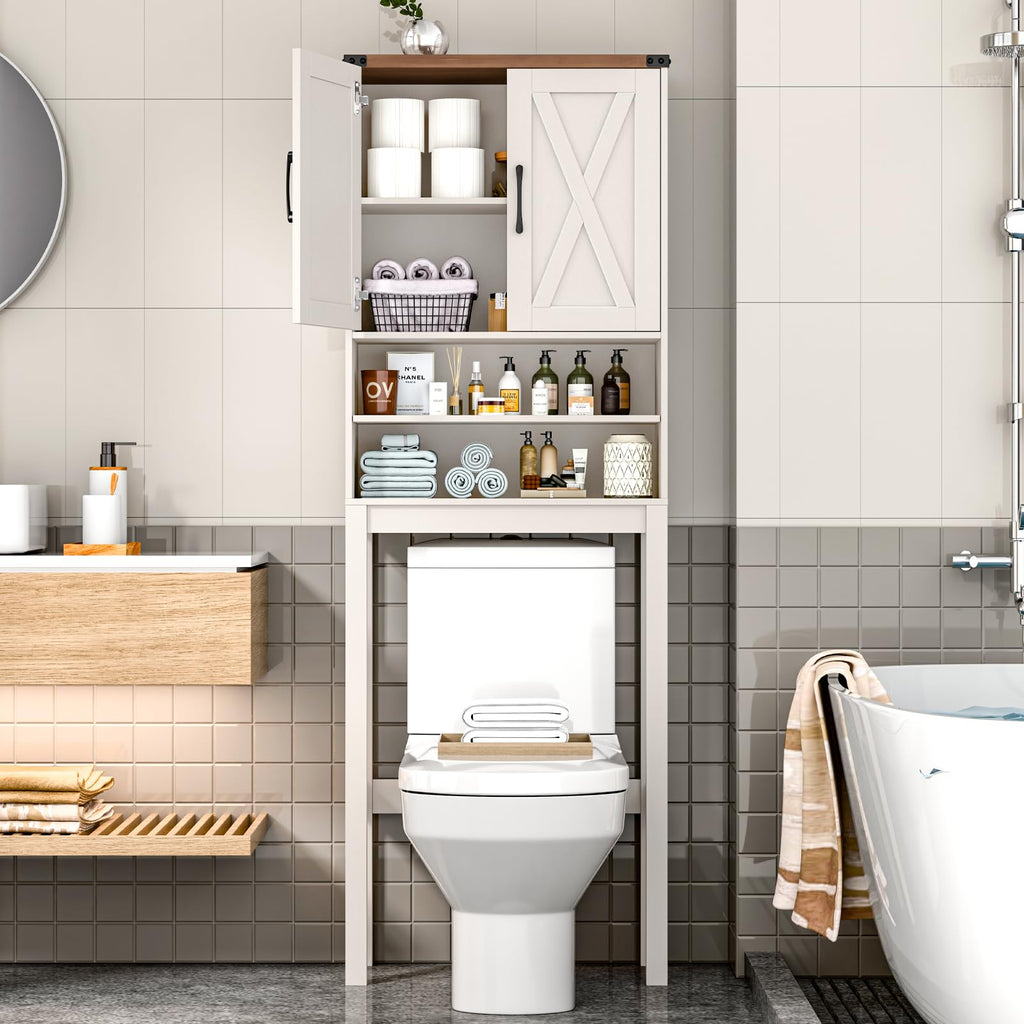 Over The Toilet Storage Cabinet with Adjustable Shelf, White J60468