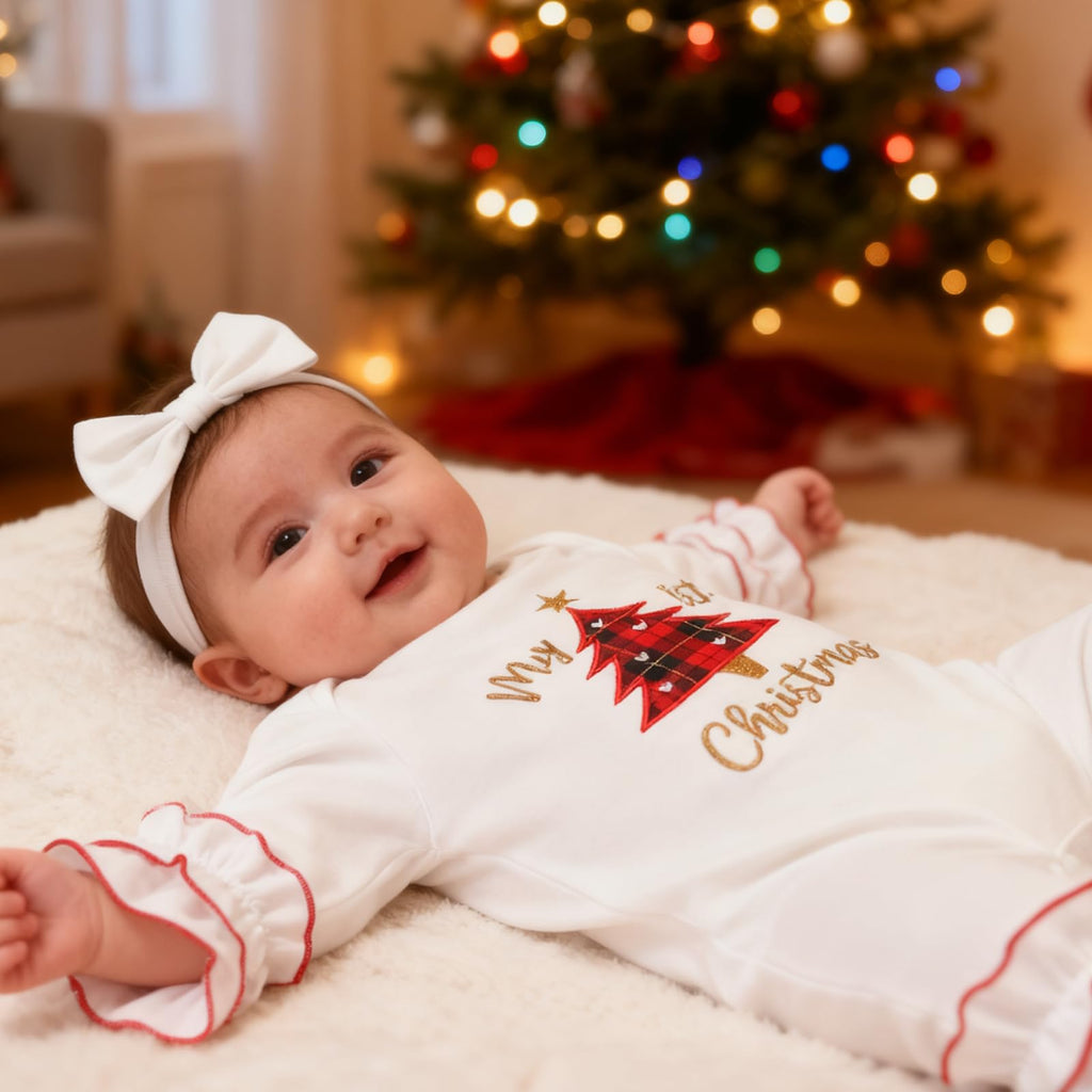 Christmas Baby Girl Santa Long Sleeve Romper F1521