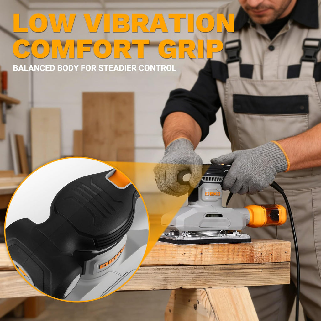 1/3 Sheet Palm Sander with 15 pcs Sandpaper and Dust Box Q4477
