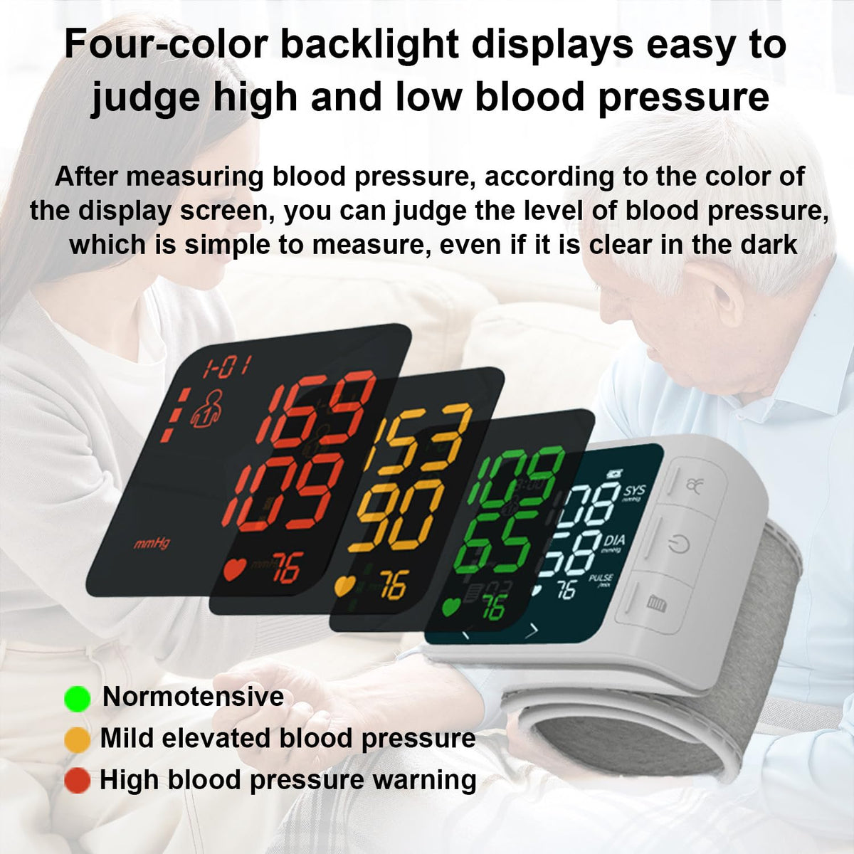 Wrist Blood Pressure Monitor with 2 Users Memory LCD Display H558
