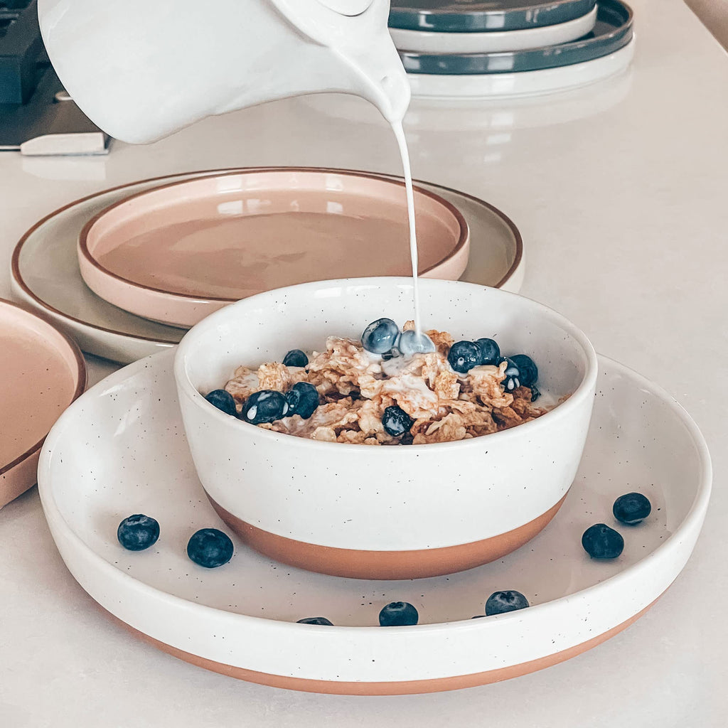 Ceramic Flat Bowls Set of 4 25 oz Porcelain Bowl L93947