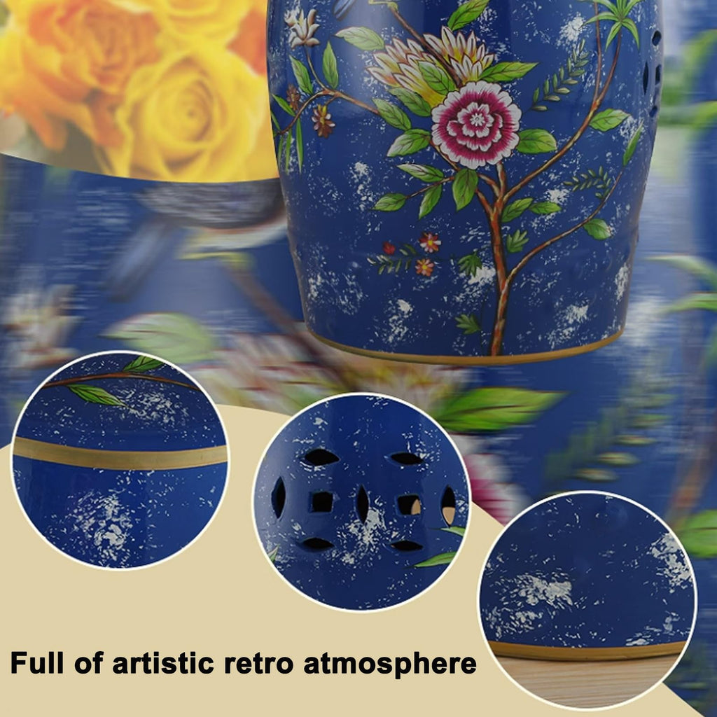 Ceramic Drum Garden Stool S58092