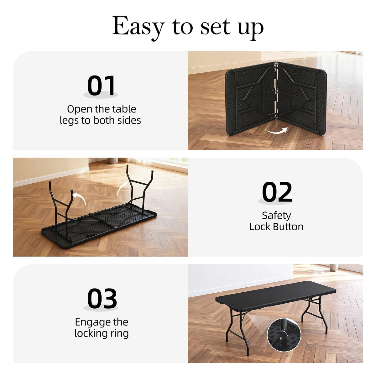 6FT Heavy Duty Foldable Plastic Table T524