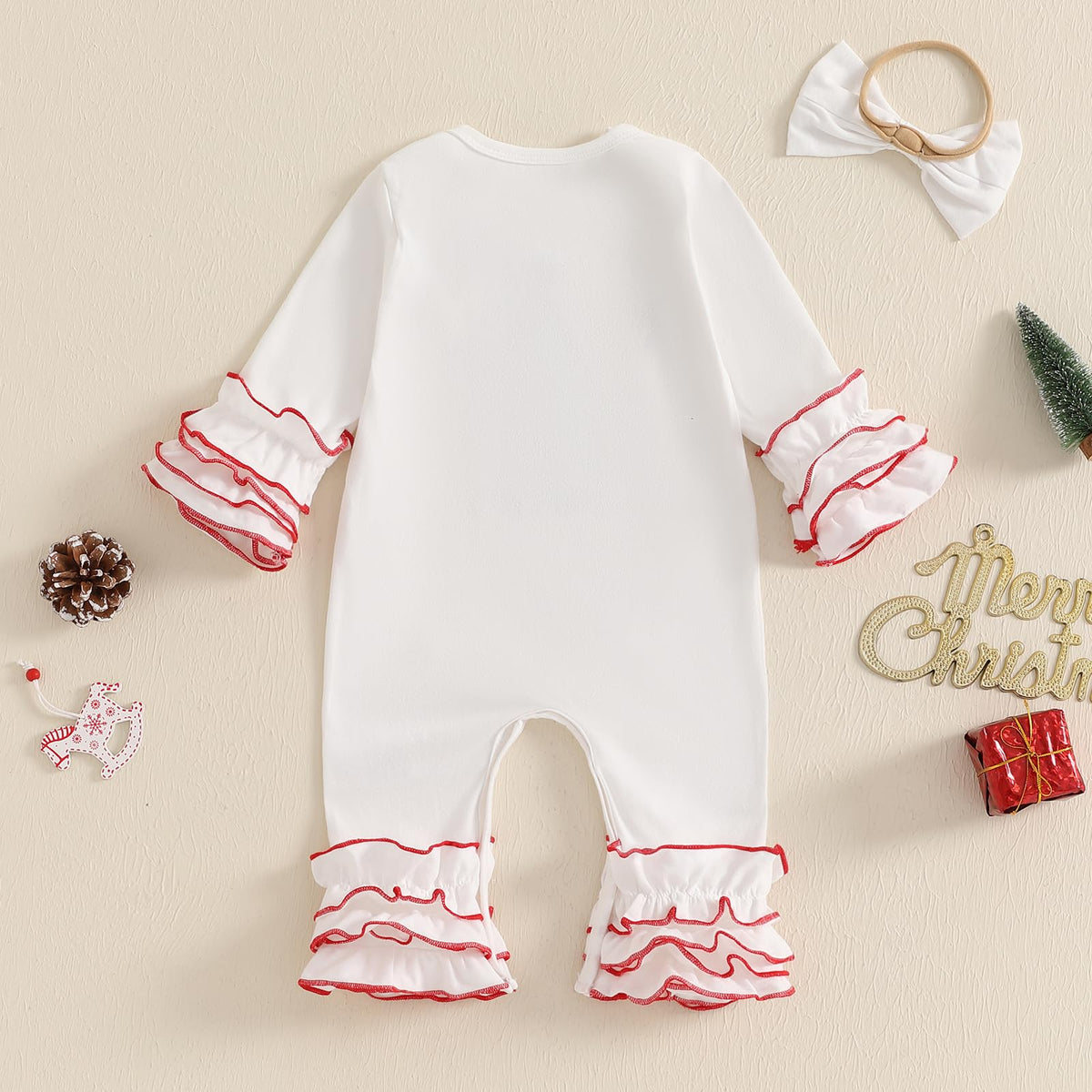 Christmas Baby Girl Santa Long Sleeve Romper F1521